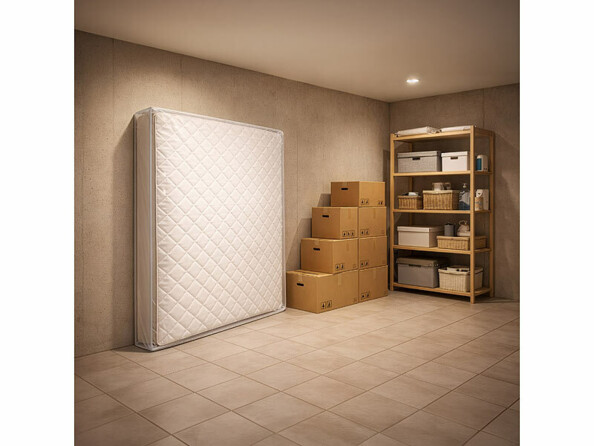mise en situation dans une cave Housse pour matelas 140 x 200 cm