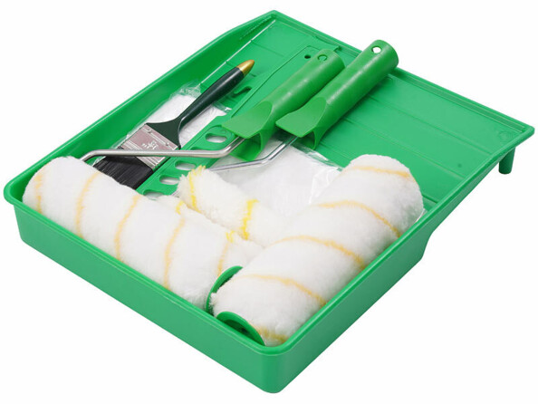 Kit de peinture avec rouleaux, pinceau, mélangeur et bâche