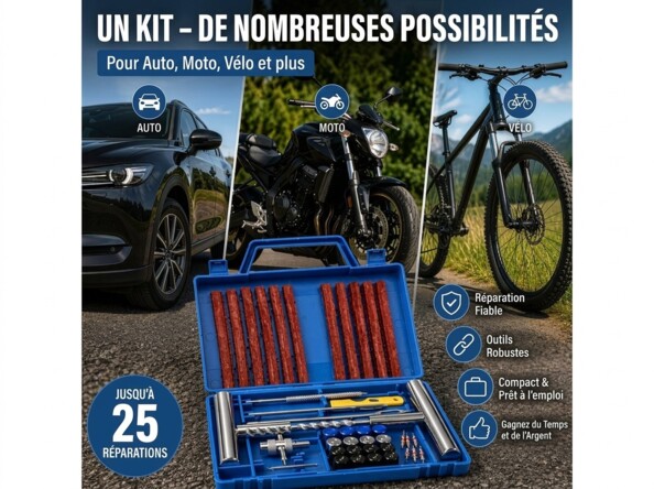 Kit de réparation pour pneus de voiture, moto et vélo