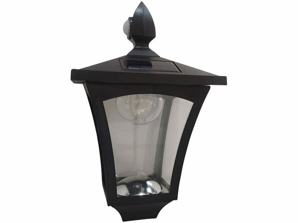 Tête de lampe de jardin vintage coloris noir avec panneau solaire et LED SMD