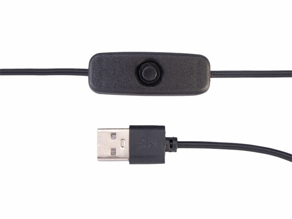 Zoom sur le câble d'alimentation USB-A avec interrupteur Marche/Arrêt