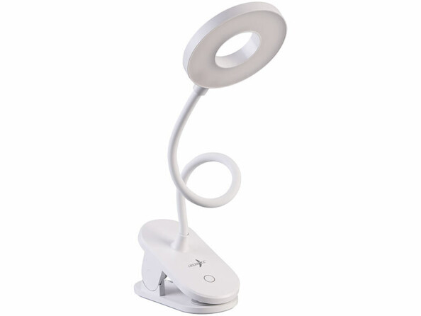 Lampe de lecture rechargeable avec support à pince et col de cygne