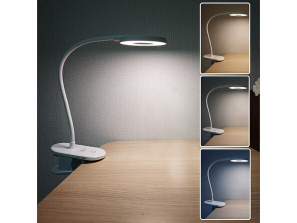 Lampe de lecture rechargeable avec support à pince et col de cygne