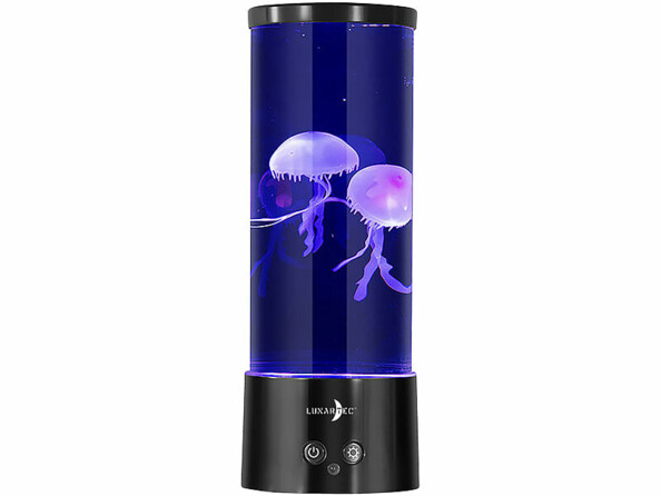 Lampe méduse LED avec méduses flottantes et base noire