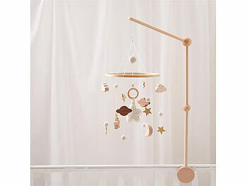 Mobile en bois pour bébé avec étoiles et lune