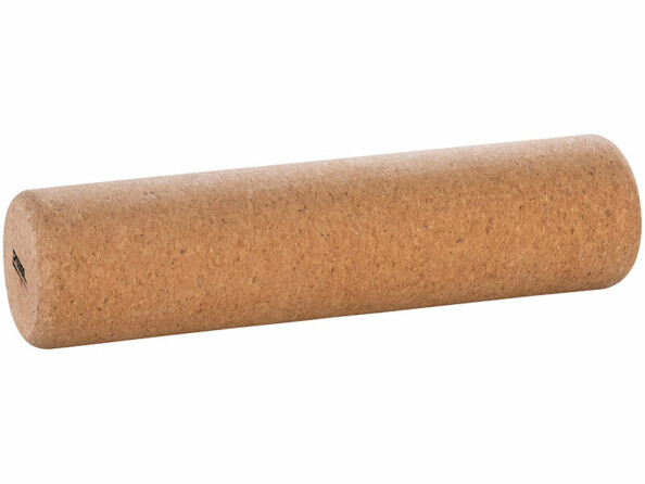 Rouleau en liège beige seul avec texture granuleuse et marque noire sur la face