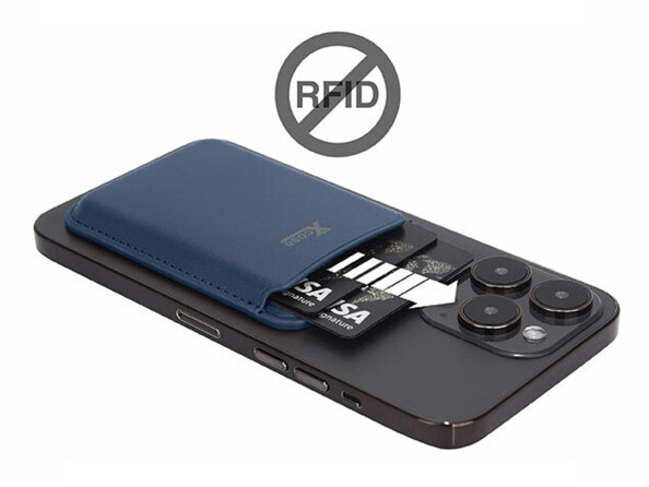 Porte-carte RFID magnétique compatible MagSafe bleu marine