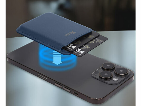 Porte-carte RFID magnétique compatible MagSafe bleu marine