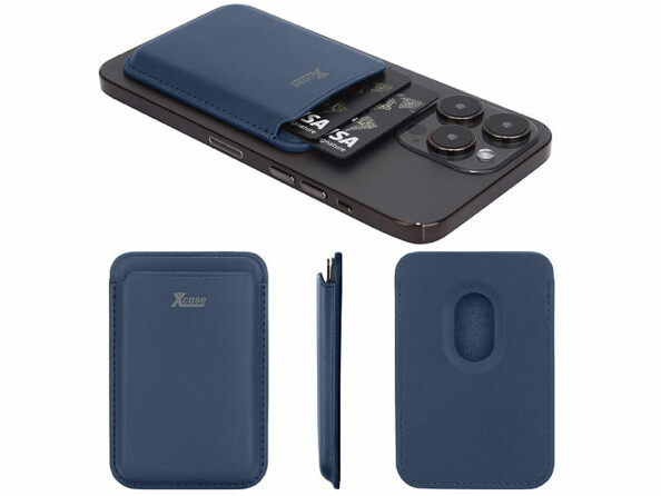 Porte-carte RFID magnétique compatible MagSafe bleu marine