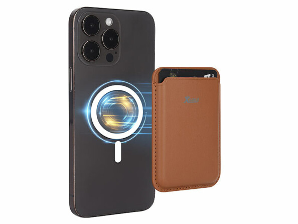 Porte-carte RFID compatible MagSafe marron