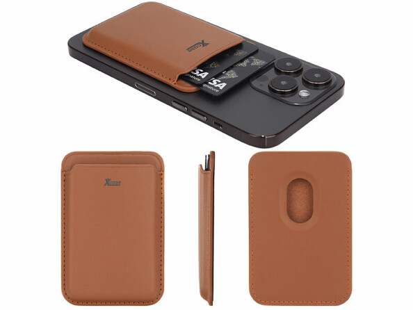 Porte-carte magnétique RFID compatible MagSafe marron