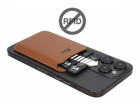 Porte-carte RFID compatible MagSafe marron
