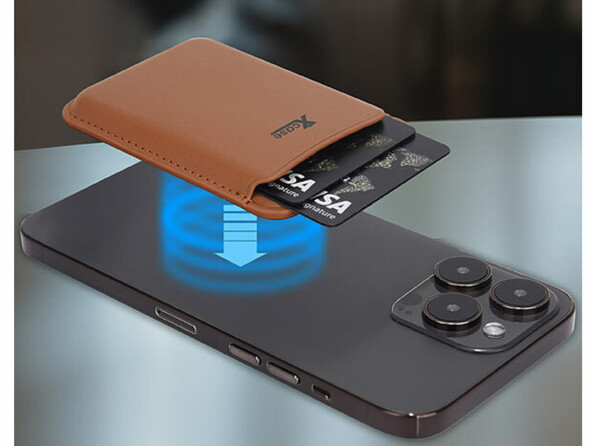 Porte-carte RFID compatible MagSafe marron