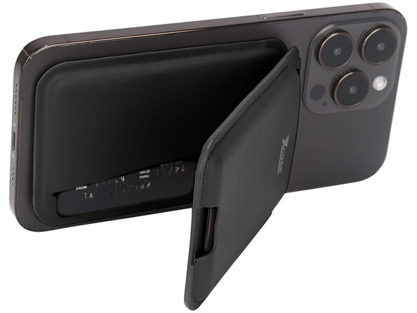 Porte-carte RFID magnétique compatible MagSafe fonction support noir
