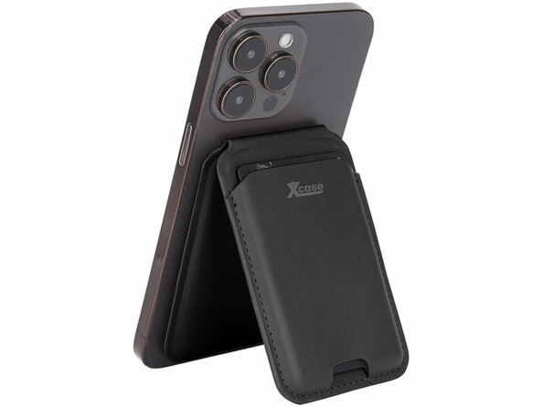 étui CB RFID magnétique MagSafe fonction support noir