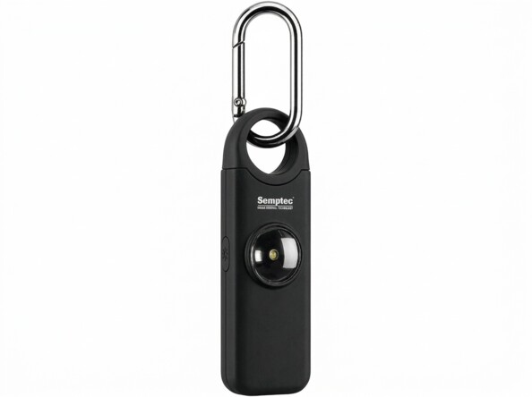 Porte-clés alarme d'autodéfense 130 dB avec lampe de poche - coloris noir