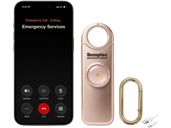 Porte-clés alarme d'autodéfense 130 dB - coloris rose
