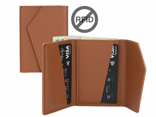 Portefeuille RFID magnétique MagSafe avec support brun