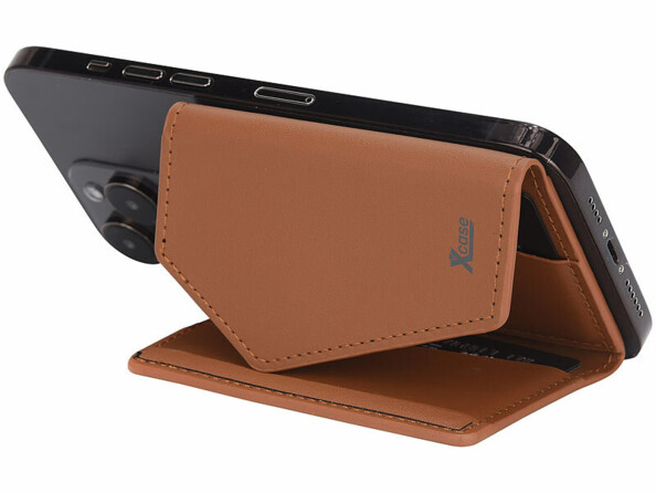 Portefeuille RFID magnétique MagSafe avec support brun