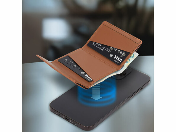 Portefeuille RFID magnétique MagSafe avec support brun