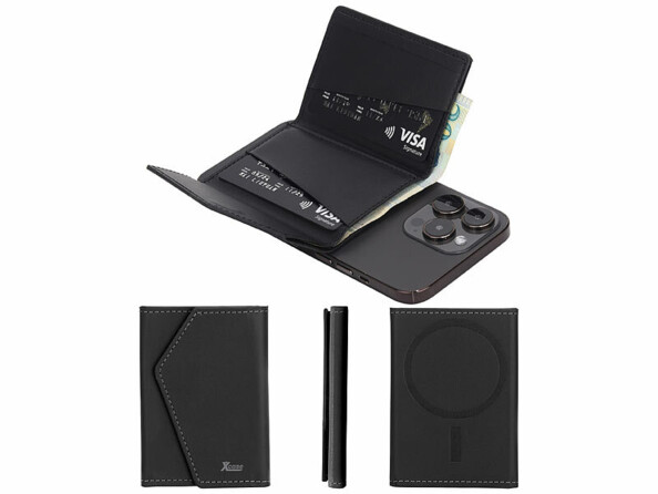 Portefeuille RFID magnétique MagSafe avec support noir