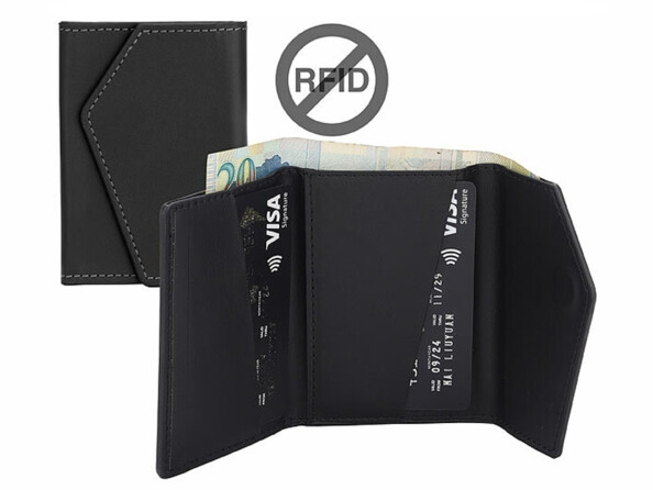 Portefeuille RFID magnétique MagSafe avec support noir