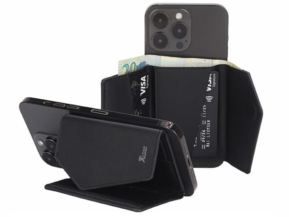 Portefeuille RFID magnétique MagSafe avec support noir