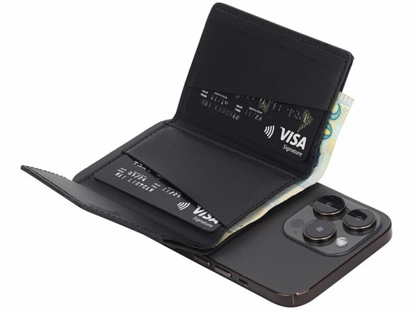 Portefeuille RFID magnétique MagSafe avec support noir