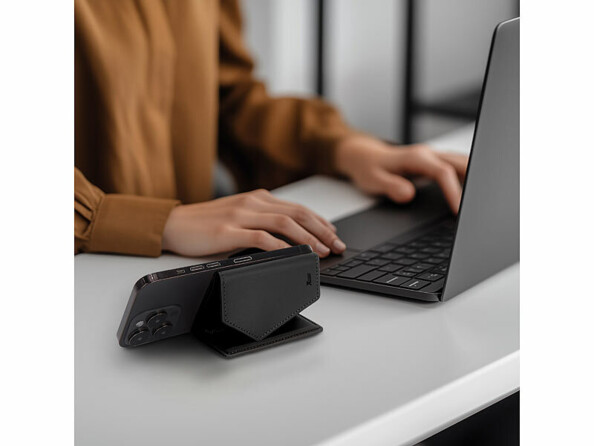 Portefeuille RFID magnétique MagSafe avec support noir