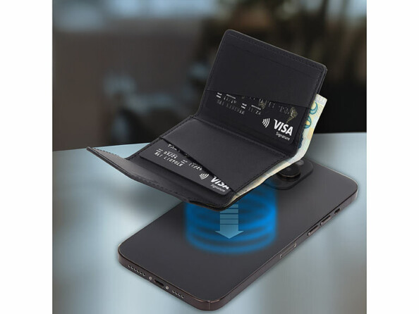 Portefeuille RFID magnétique MagSafe avec support noir