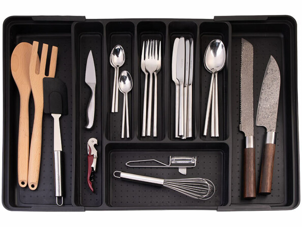 Rangement à couverts extensible pour tiroirs