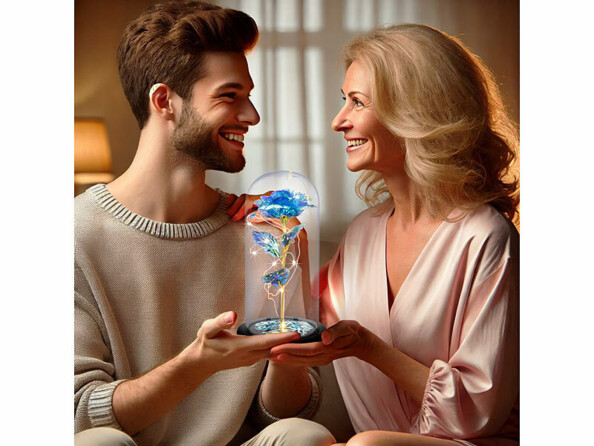 décoration florale sous cloche avec LED