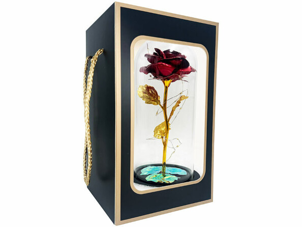 Rose éternelle sous cloche avec LED