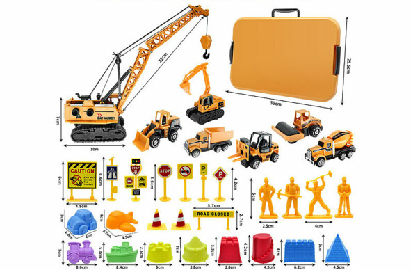 Sable cinétique chantier de construction dans valisette