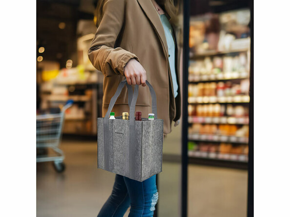 Sac de transport en feutre gris pour 6 bouteilles