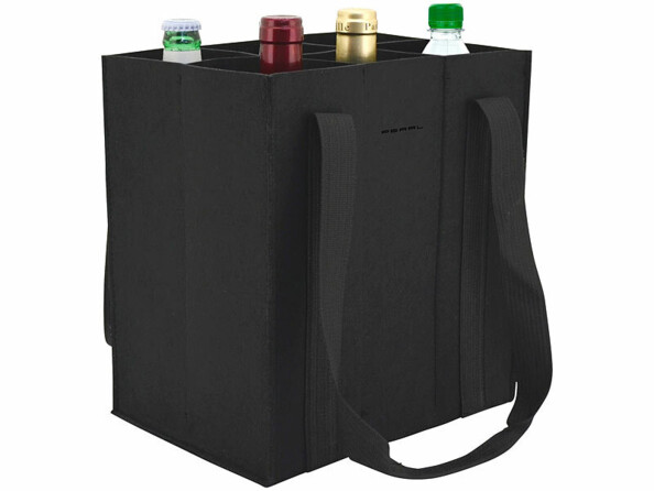 Sac de transport en feutre noir pour 6 bouteilles