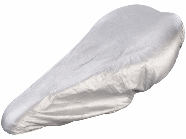 Selle de vélo ergonomique avec mousse à mémoire de forme vue de 3/4 face avec housse imperméable
