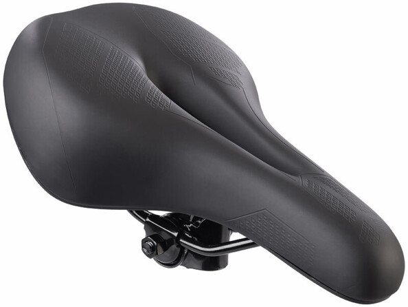 Selle de vélo ergonomique avec mousse à mémoire de forme vue de 3/4 face