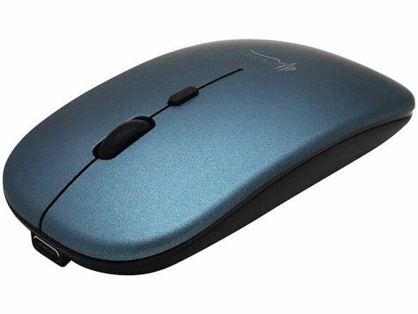 Souris sans fil rechargeable avec fonction bluetooth 5.2 et RF bleu gris