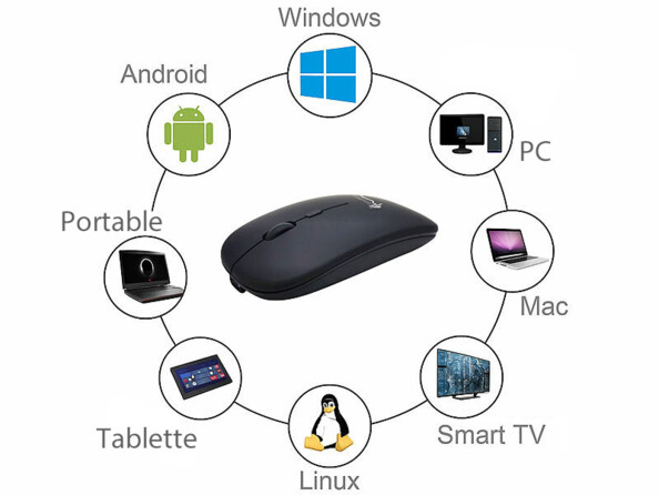 Souris sans fil rechargeable avec fonction bluetooth 5.2 et RF