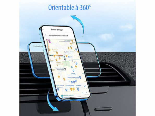 Support smartphone auto magnétique pour grille d'aération