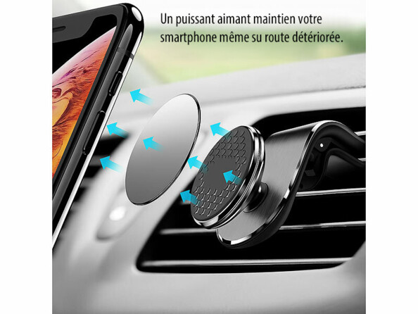 Support smartphone auto magnétique pour grille d'aération