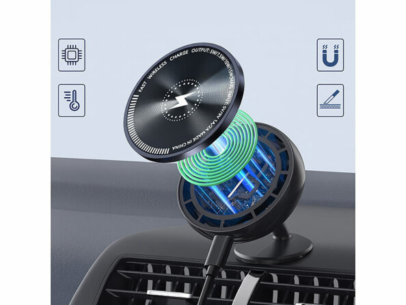 Support smartphone magnétique grille de ventilation compatible Qi et MagSafe