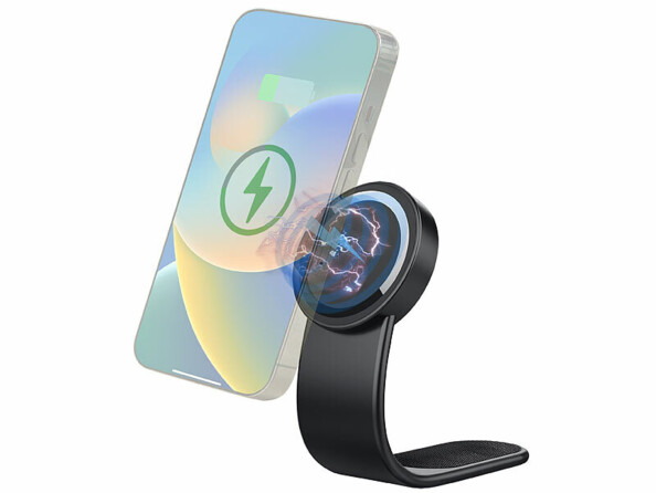 Support smartphone pour voiture avec chargeur compatible MagSafe et Qi