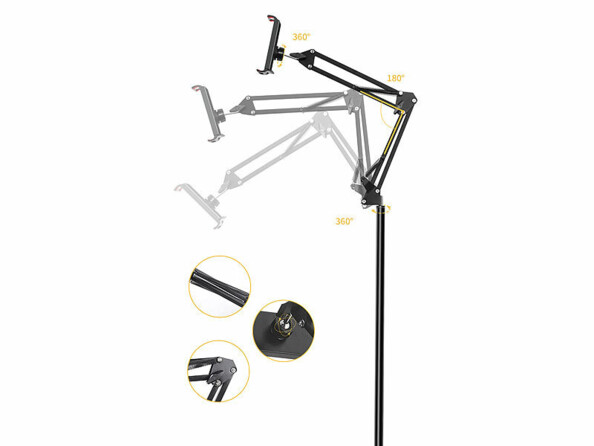 pied réglable pour smartphone et tablette de 5" à 12"