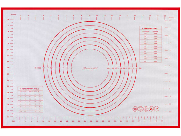 Tapis de cuisson antiadhésif en silicone 60 x 40 cm avec gabarits