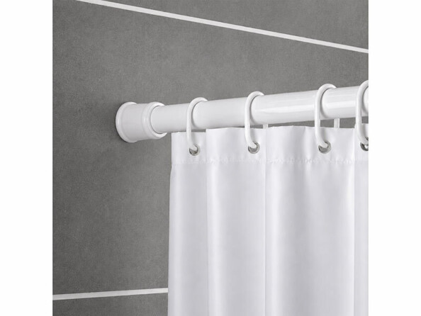Zoom sur tête tringle télescopique 72-175 cm avec rideau de douche