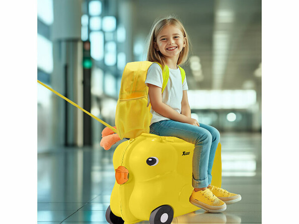 sac à dos et valise à roulettes enfant poussin