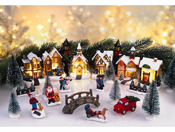 Village décoration noël lumineux à piles 25 pièces