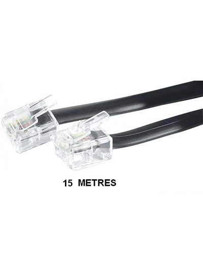 Câble téléphonique RJ11 - 15 m - Noir
